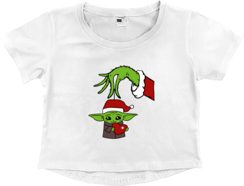 Women's Cropped Premium T-Shirt - Grinch & Baby Yoda - Mfest