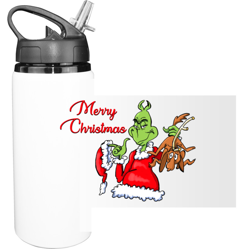 Sport Water Bottle - Merry Christmas Grinch - Mfest