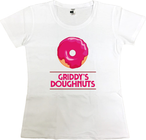 Women's Premium T-Shirt - Griddy's Donuts (Академия Амбрелла / The Umbrella Academy) - Mfest