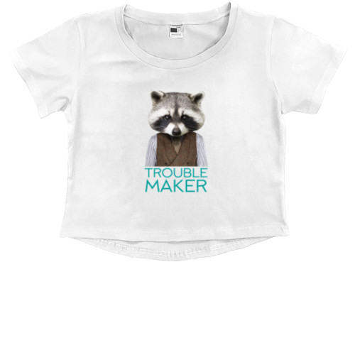 Kids' Premium Cropped T-Shirt - Енот Trouble Maker - Mfest