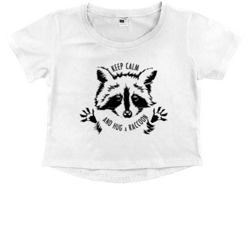 Kids' Premium Cropped T-Shirt - Keep Calm And Hug a Raccoon - Mfest