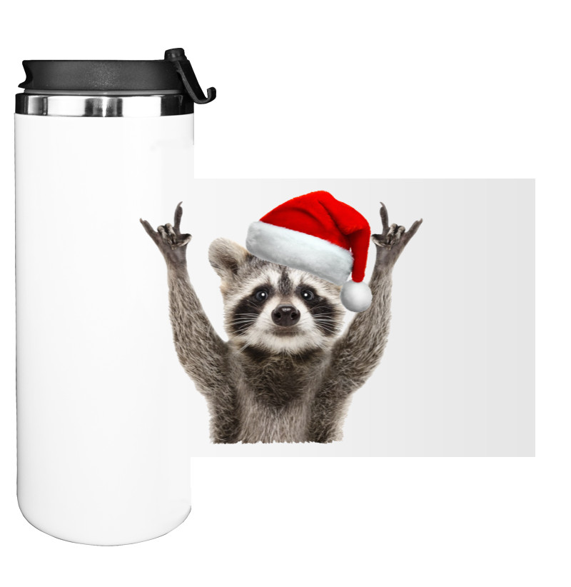 Water Bottle on Tumbler - Raccoon New Year - Mfest