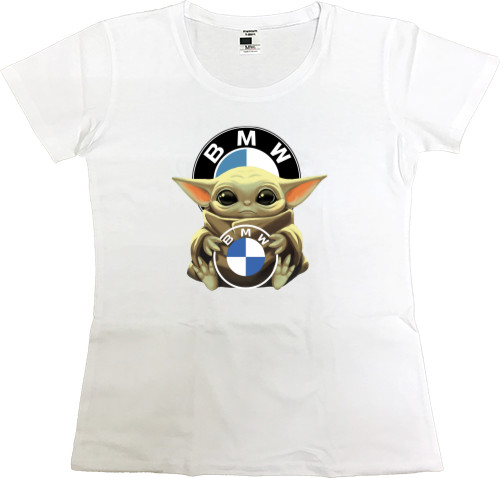 Футболка Премиум Женская - Baby Yoda with BMW - Mfest