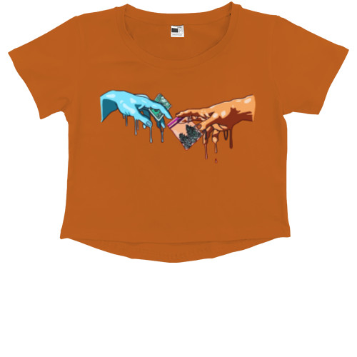 Kids' Premium Cropped T-Shirt - Руки Микеланджело - Mfest