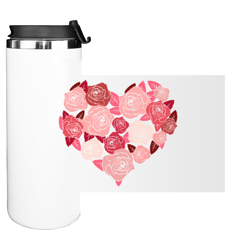 Water Bottle on Tumbler - Heart of roses - Mfest