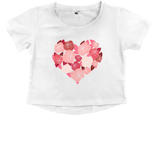 Kids' Premium Cropped T-Shirt - Heart of roses - Mfest