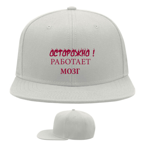 Snapback Baseball Cap - Carefully! The brain works. Cool inscriptions. - Mfest