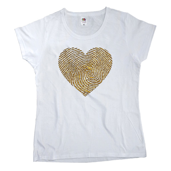 Women's T-shirt Fruit of the loom - Golden heart, fingerprint - Mfest