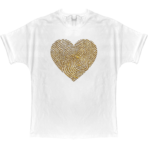 T-shirt Oversize - Golden heart, fingerprint - Mfest