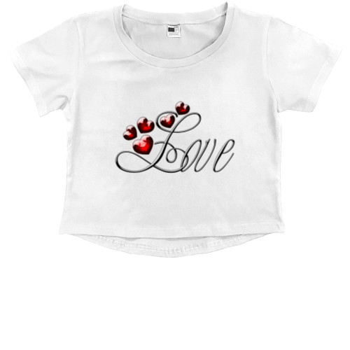 Kids' Premium Cropped T-Shirt - LOVE with heart - Mfest