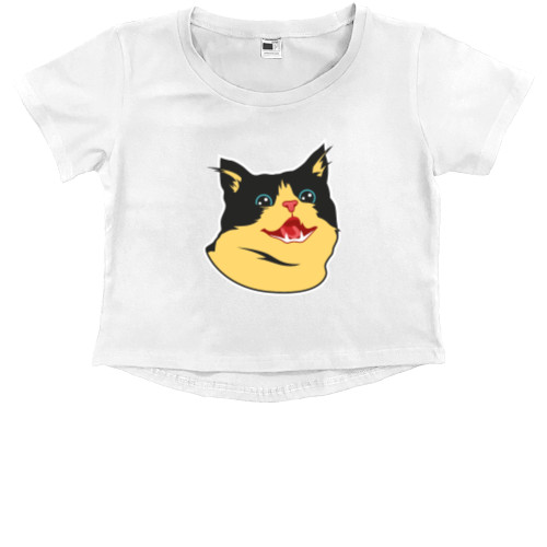 Kids' Premium Cropped T-Shirt - CARTOON CAT (SMILE) - Mfest