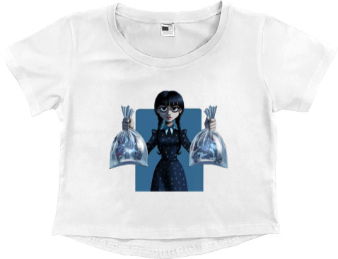 Women's Cropped Premium T-Shirt - Wednesday Addams 3 - Mfest