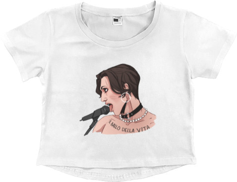 Women's Cropped Premium T-Shirt - Damiano with microphone - Mfest