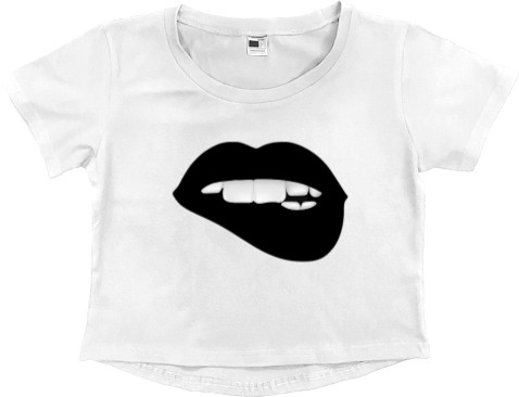 Women's Cropped Premium T-Shirt - Lips - Mfest