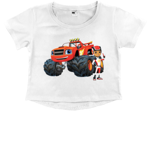 Kids' Premium Cropped T-Shirt - Blaze and Wonder Machines 4 - Mfest