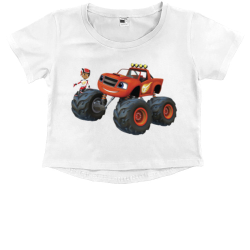 Kids' Premium Cropped T-Shirt - Blaze and Wonder Machines 3 - Mfest