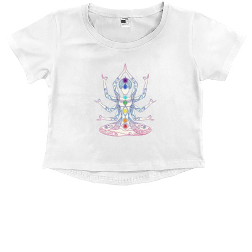 Kids' Premium Cropped T-Shirt - yoga - Mfest