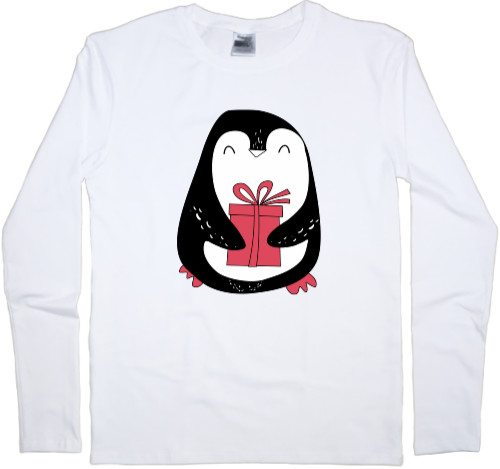 Kids' Longsleeve Shirt - Penguin with a gift - Mfest