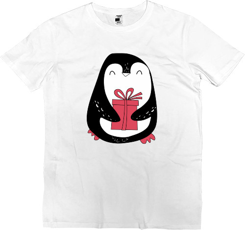 Men’s Premium T-Shirt - Penguin with a gift - Mfest