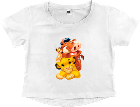 Women's Cropped Premium T-Shirt - Simba Timon and Pumbaa - Mfest