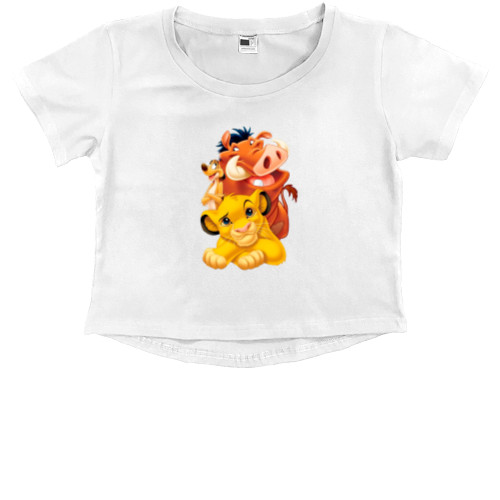 Kids' Premium Cropped T-Shirt - Simba Timon and Pumbaa - Mfest