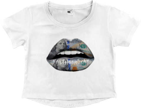 Women's Cropped Premium T-Shirt - dollar lips - Mfest