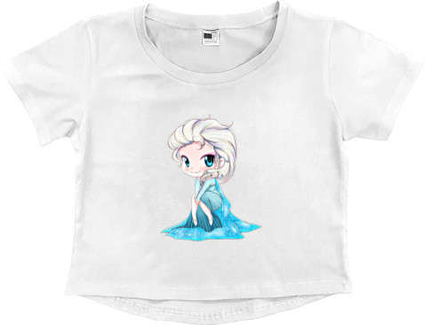 Women's Cropped Premium T-Shirt - elsa frozen chibi - Mfest