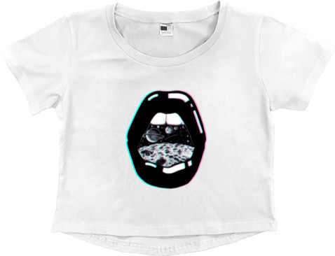 Women's Cropped Premium T-Shirt - GALAXY LIPS - Mfest