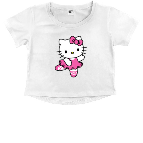 Kids' Premium Cropped T-Shirt - Kitty ballerina - Mfest