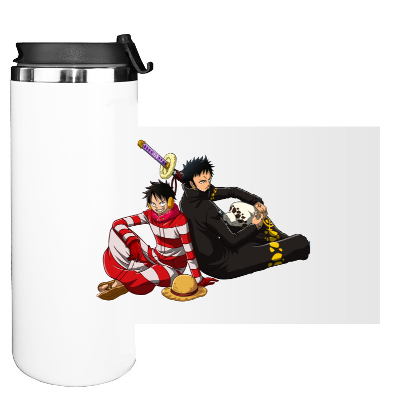 Water Bottle on Tumbler - Luffy and Law - Mfest