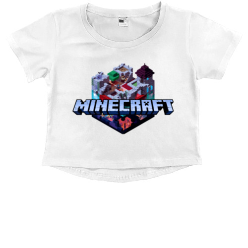 Kids' Premium Cropped T-Shirt - minecraft logo - Mfest