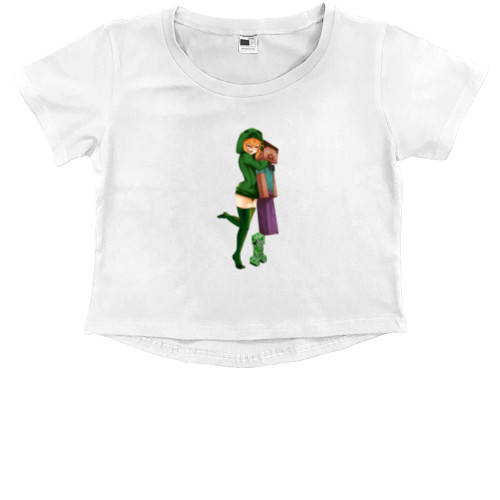 Kids' Premium Cropped T-Shirt - minecraft anime girls 3 - Mfest