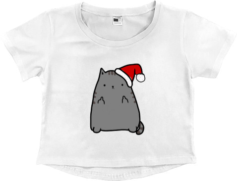 Women's Cropped Premium T-Shirt - New Year Cat - Mfest