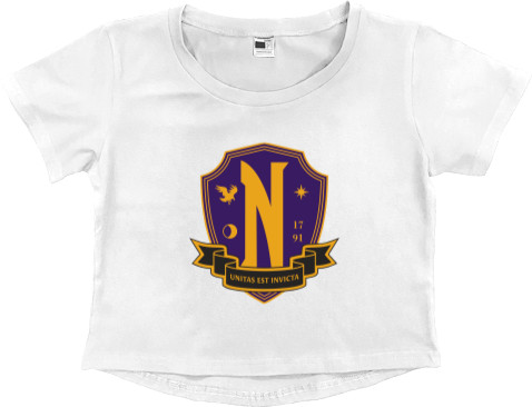 WEDNESDAY  - Women's Cropped Premium T-Shirt - never more academy - Mfest