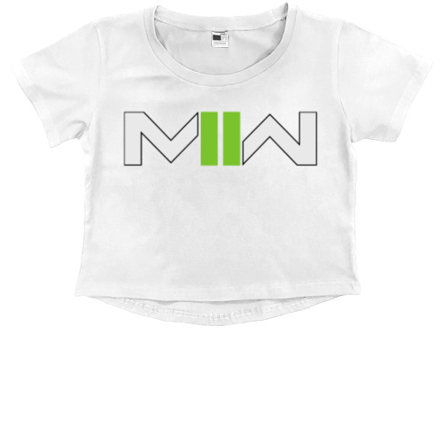 Kids' Premium Cropped T-Shirt - call of duty mw2 logo - Mfest