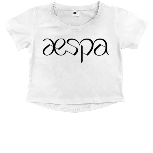 Kids' Premium Cropped T-Shirt - aespa logo 2 - Mfest