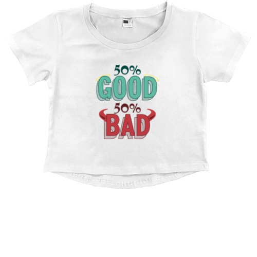 Kids' Premium Cropped T-Shirt - 50% GOOD 50% BAD - Mfest