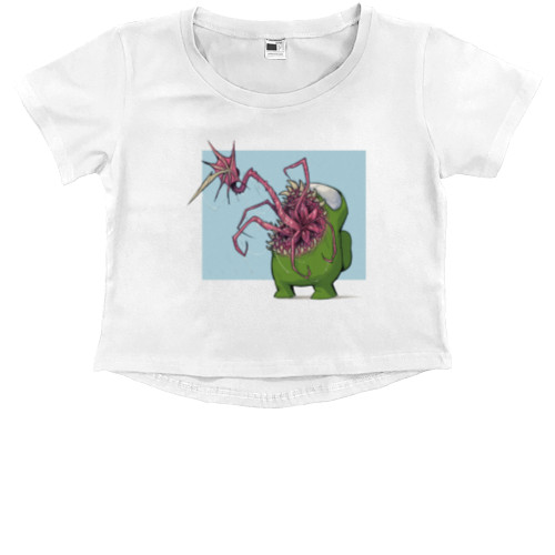 Kids' Premium Cropped T-Shirt - among us monster - Mfest