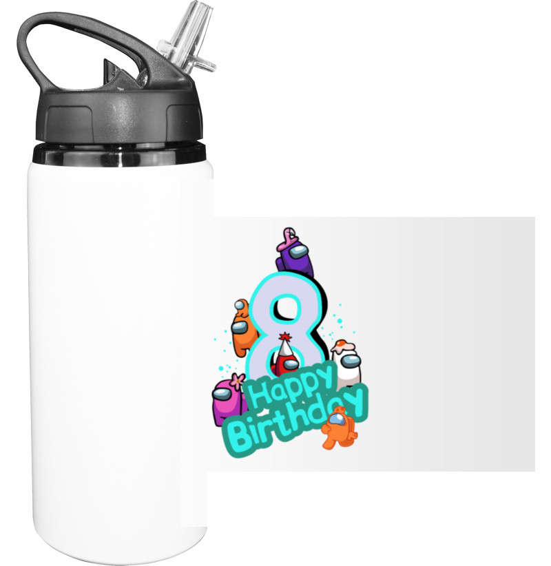 Sport Water Bottle - among us Happy Birthday 8 - Mfest