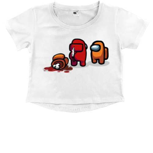 Kids' Premium Cropped T-Shirt - among us red and orange - Mfest