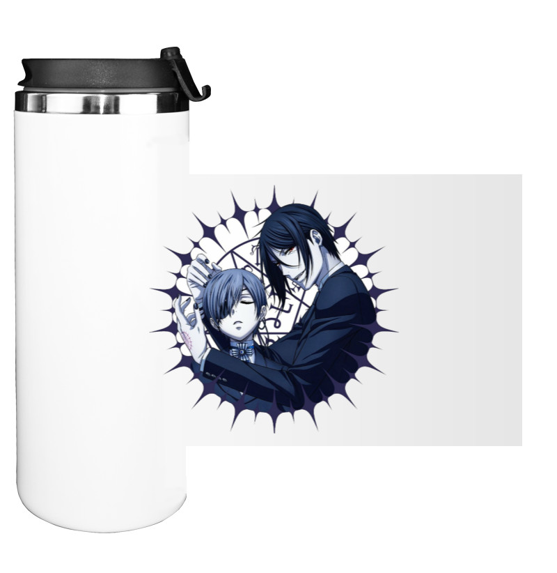 Water Bottle on Tumbler - black butler - Mfest