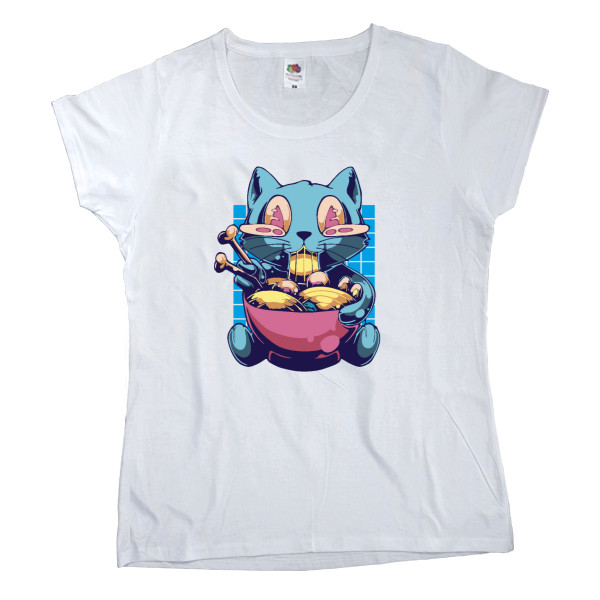 Women's T-shirt Fruit of the loom - happy cat - Mfest