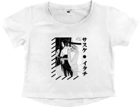 Women's Cropped Premium T-Shirt - Itachi Sasuke Uchiha Naruto - Mfest