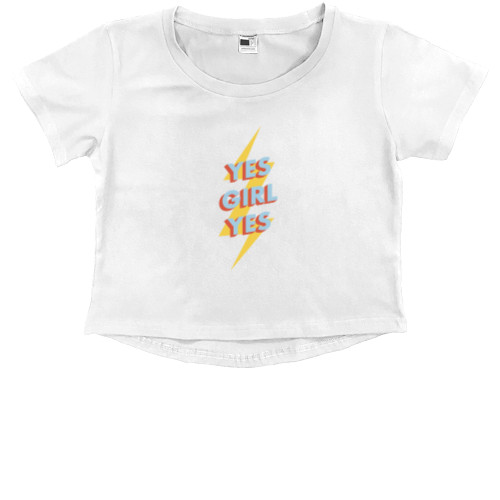 Kids' Premium Cropped T-Shirt - yes girl yes - Mfest