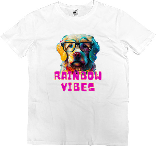 Men’s Premium T-Shirt - Rainbow dog, Colorful dog, Rainbow Vibes - Mfest