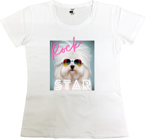 Women's Premium T-Shirt - Maltese, funny Maltese Rock Star - Mfest