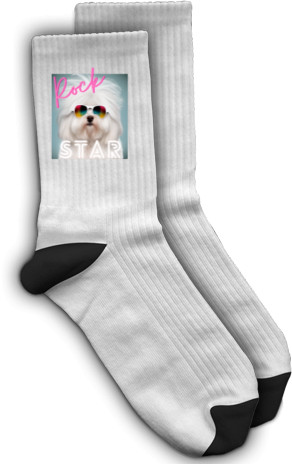 Socks - Maltese, funny Maltese Rock Star - Mfest