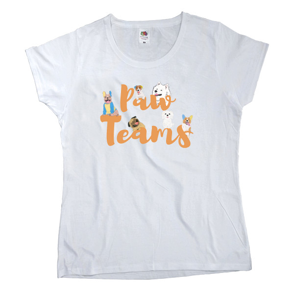 Women's T-shirt Fruit of the loom - Paw teams, cute dogs - Mfest