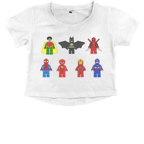 Kids' Premium Cropped T-Shirt - Lego Heroes DC/Marvel - Mfest