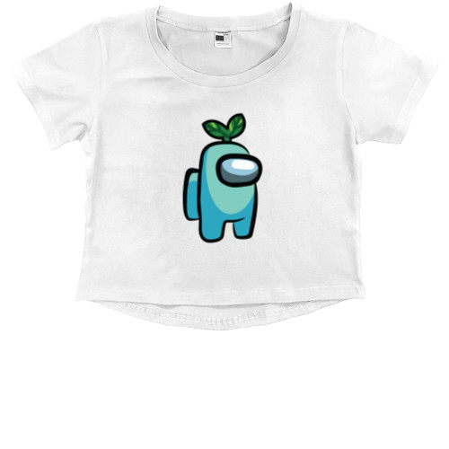 Kids' Premium Cropped T-Shirt - Among Us - Turquoise Plant - Mfest